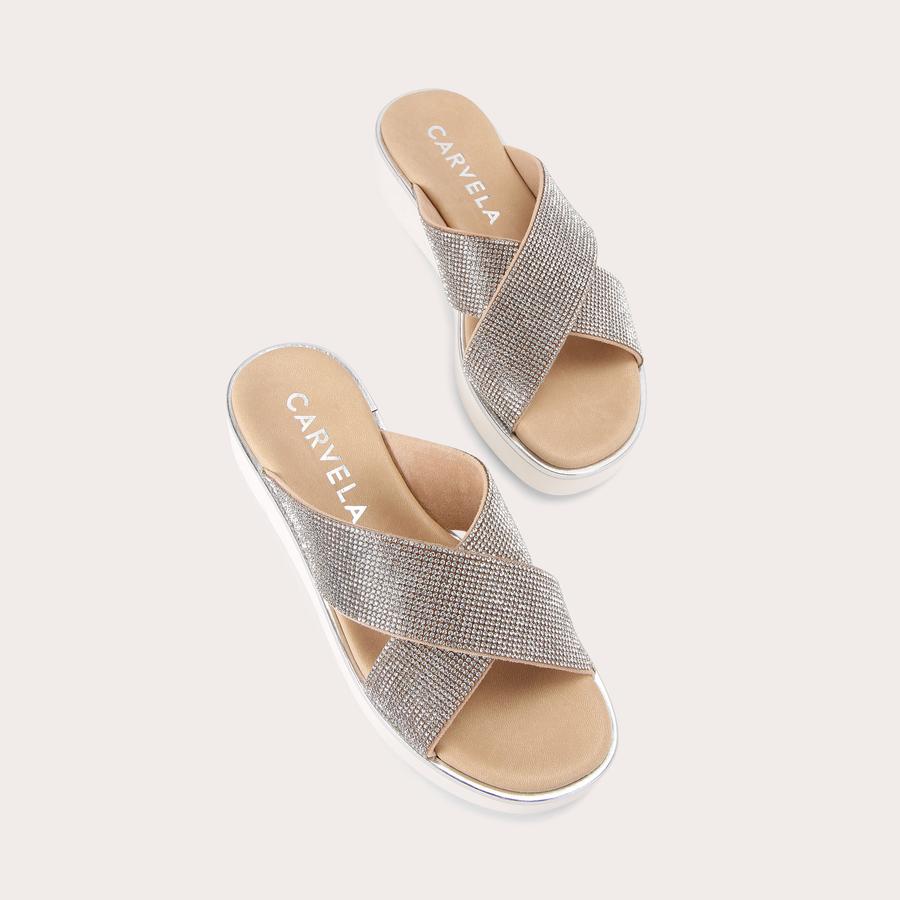 GLAMOUR Crystal Slip On Sandal by CARVELA