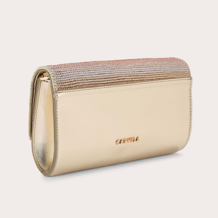 GALA CLUTCH 2 Gold Fabric Clutch Bag by CARVELA