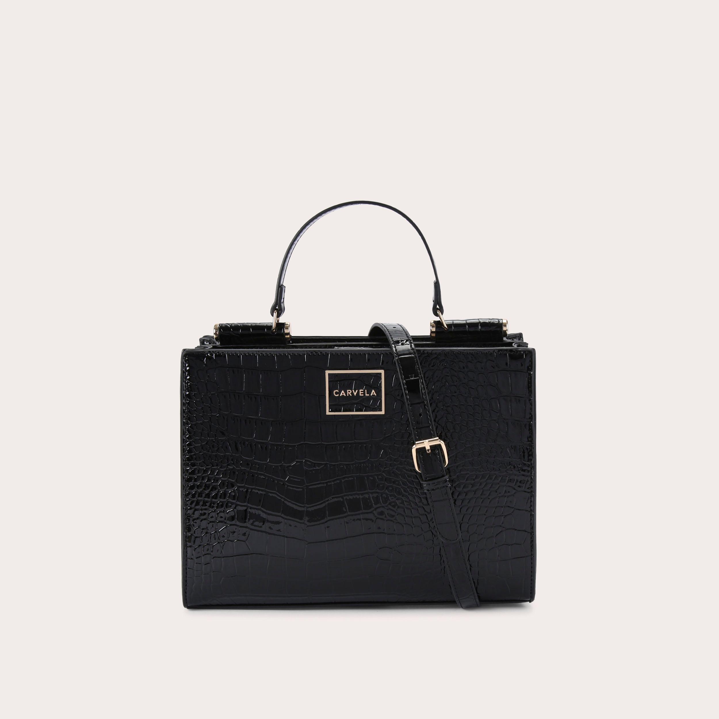 JESSICA MIDI TOTE 2 Brown Croc Embossed Tote Bag by CARVELA