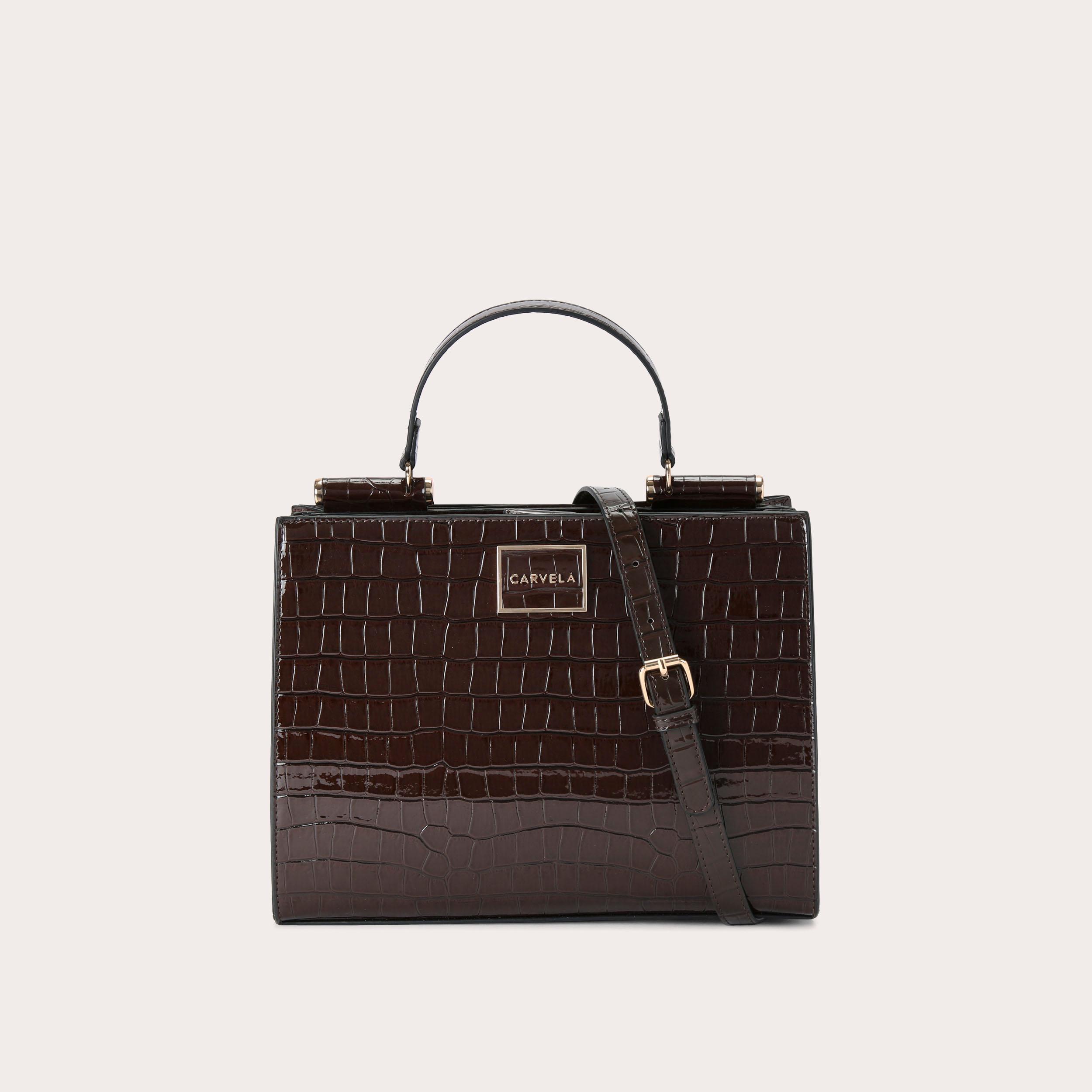 carvela JESSICA MIDI TOTE 2 Brown Croc Embossed Tote Bag by CARVELA