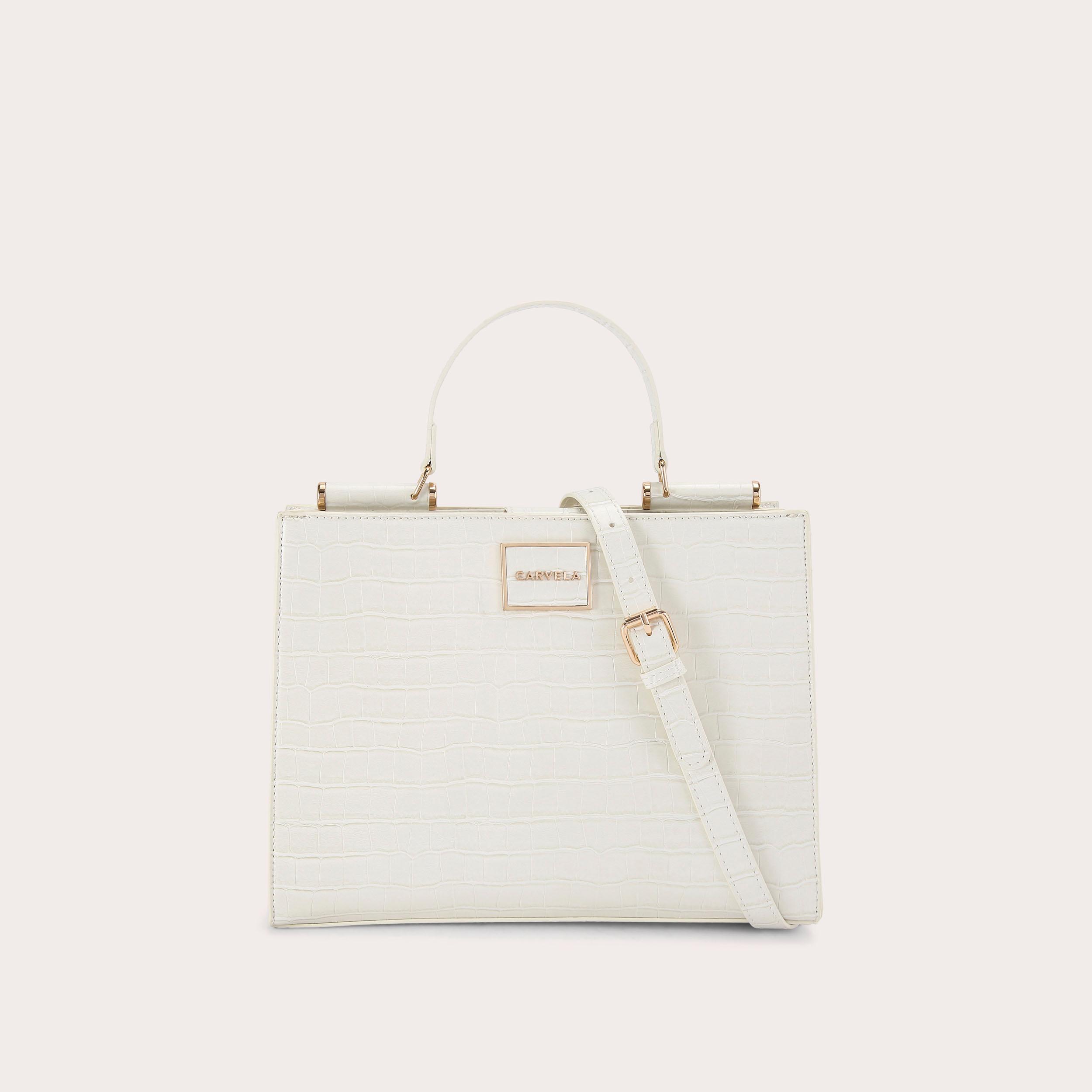 carvela JESSICA MIDI TOTE 2 Bone Croc Tote Bag by CARVELA