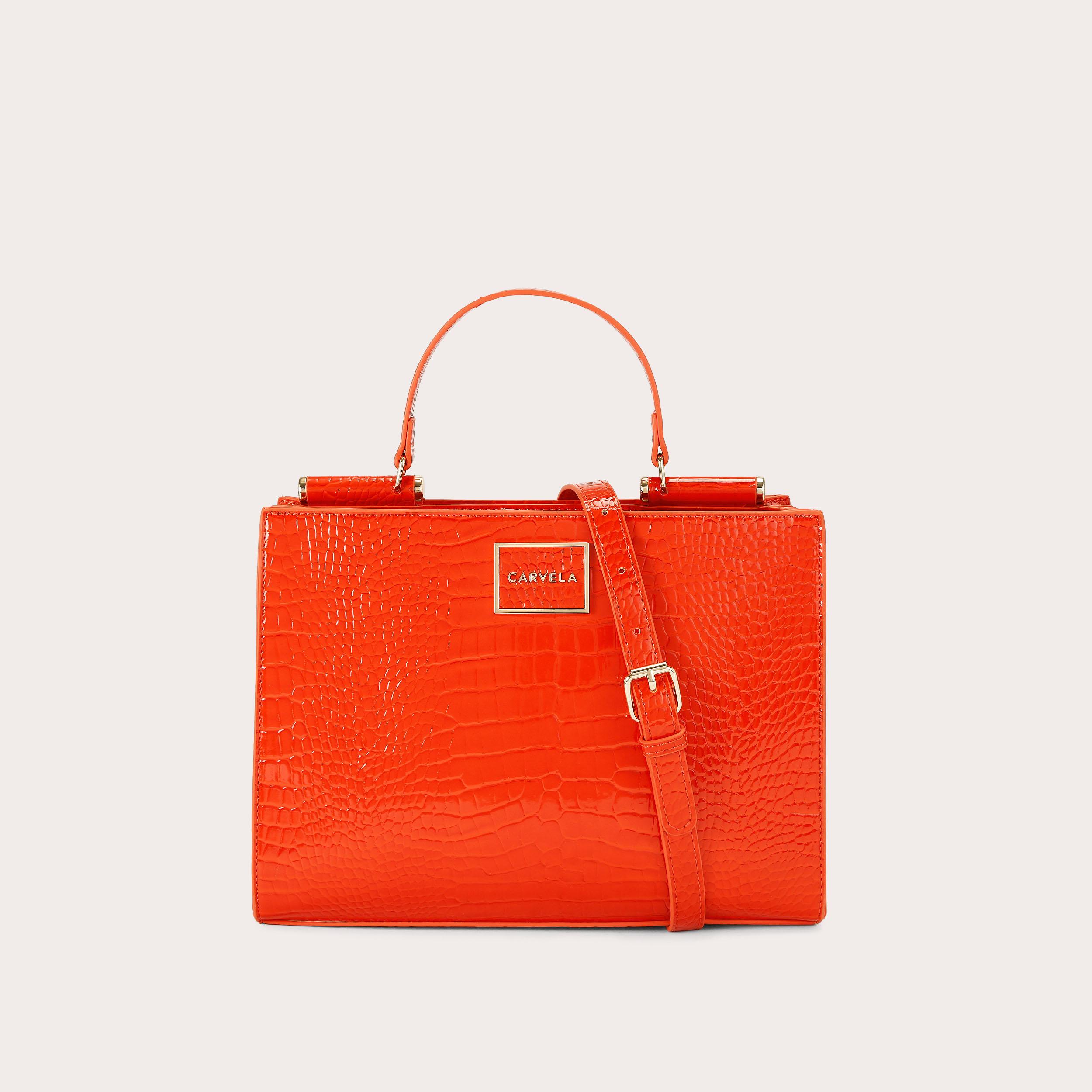 carvela JESSICA MIDI TOTE 2 Orange Croc Embossed Tote Bag by CARVELA