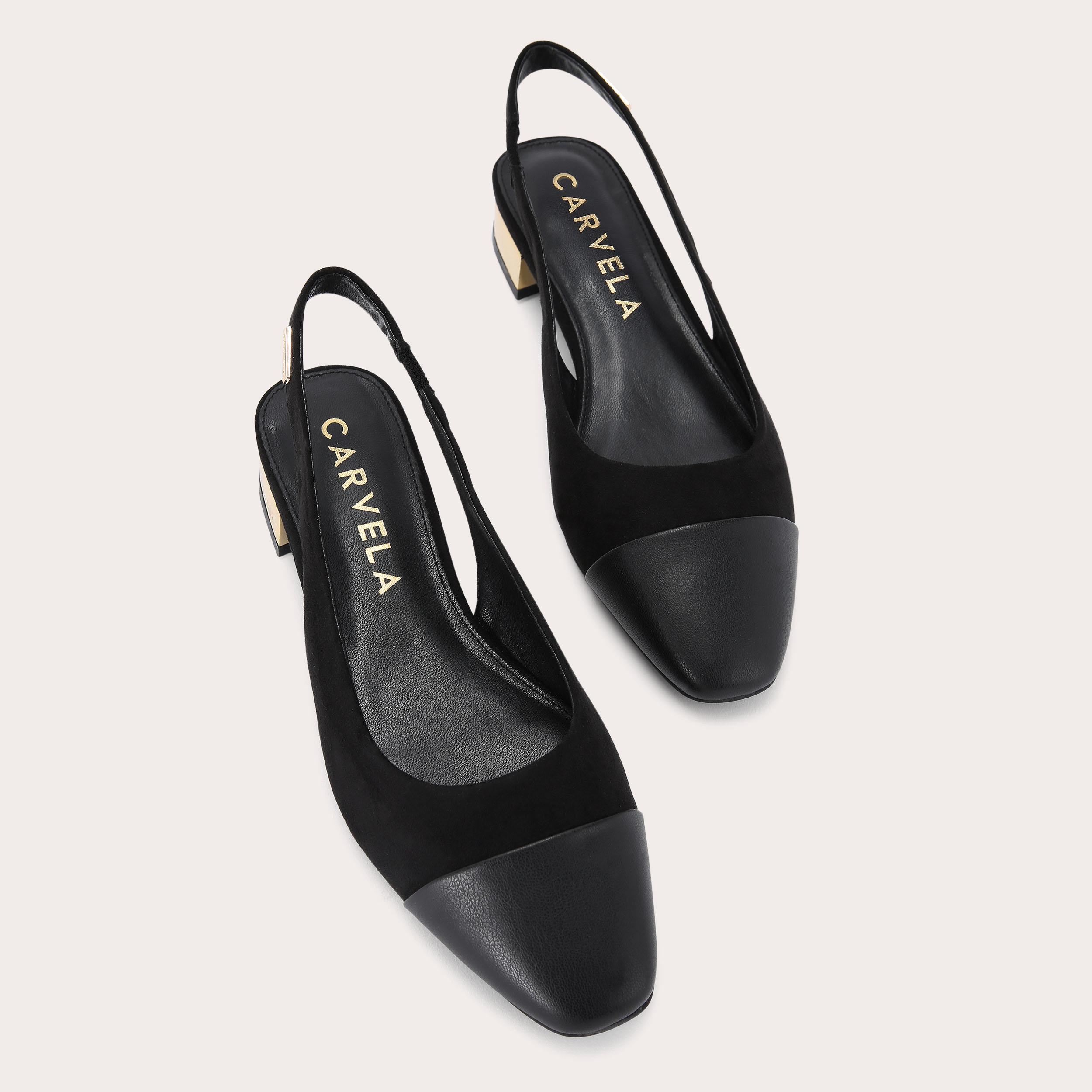 AMELIA Black Microsuede Slingback Flats by CARVELA