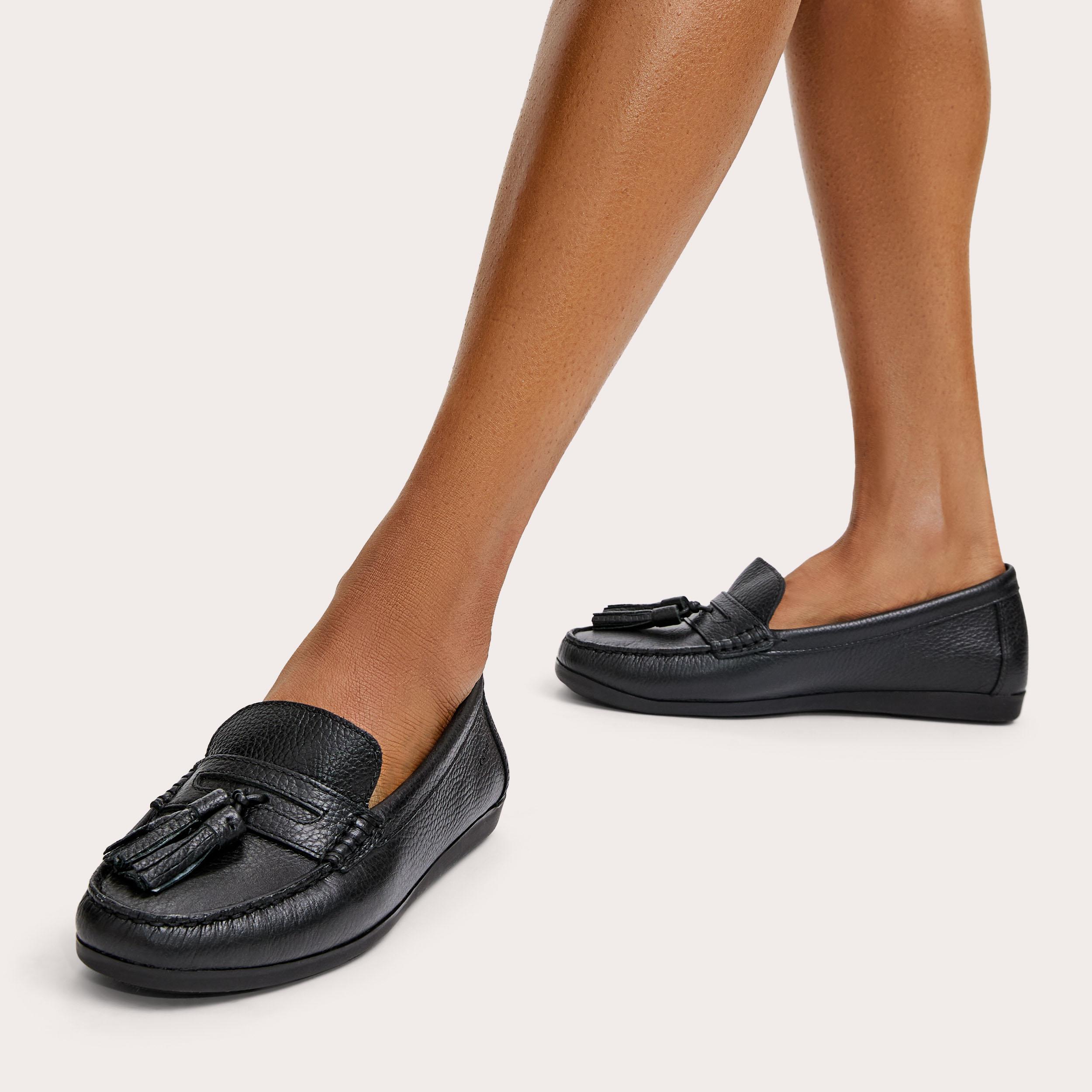 TUSCANY Black Leather Slip On Flats by CARVELA COMFORT