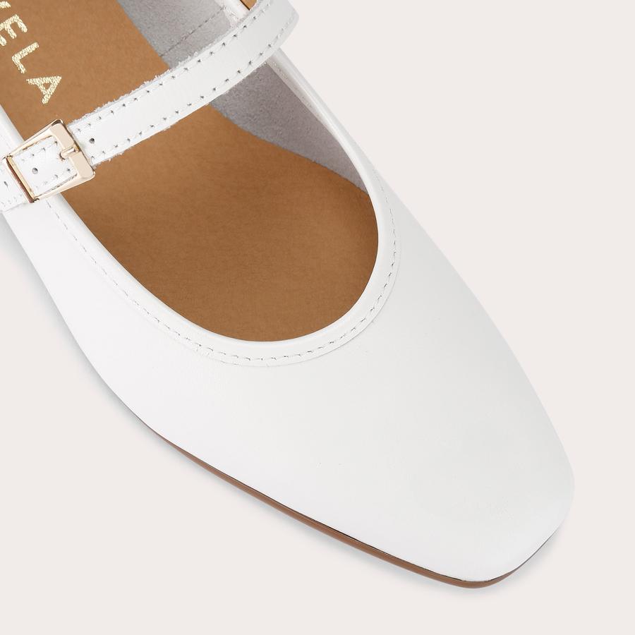 White leather mary janes sales