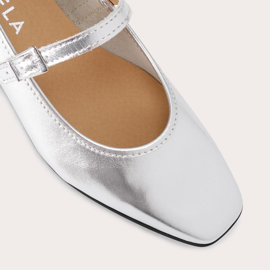 MYA MARY JANE Silver Ballet Flats by CARVELA COMFORT