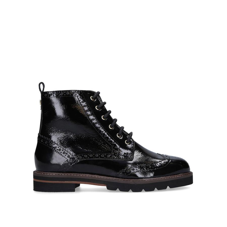 SHOCK Black Patent Brogue Style Ankle Boots by CARVELA