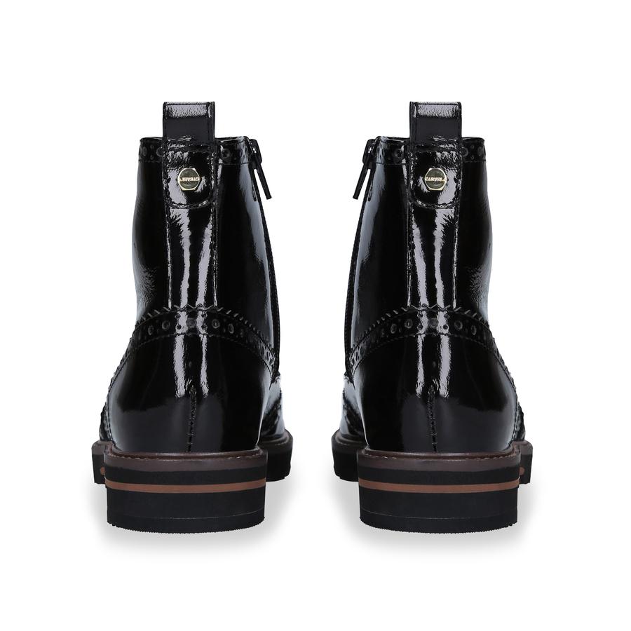 SHOCK Black Patent Brogue Style Ankle Boots by CARVELA