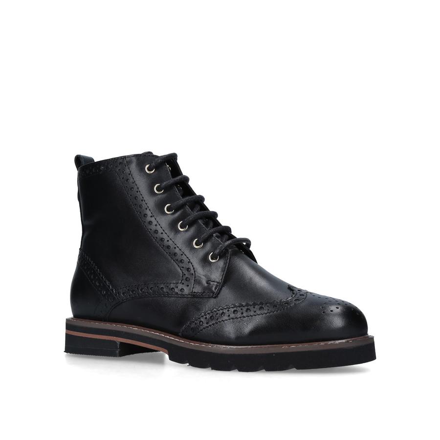 SHOCK Black Leather Brogue Lace Up Boots by CARVELA