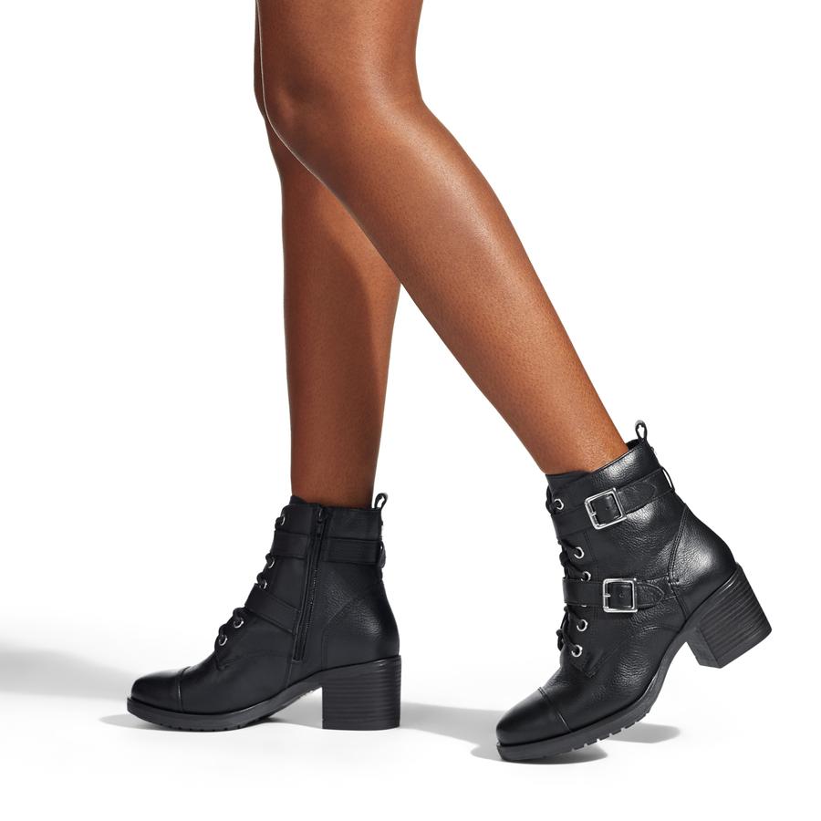 STACEY Black Block Heel Biker Boots by CARVELA