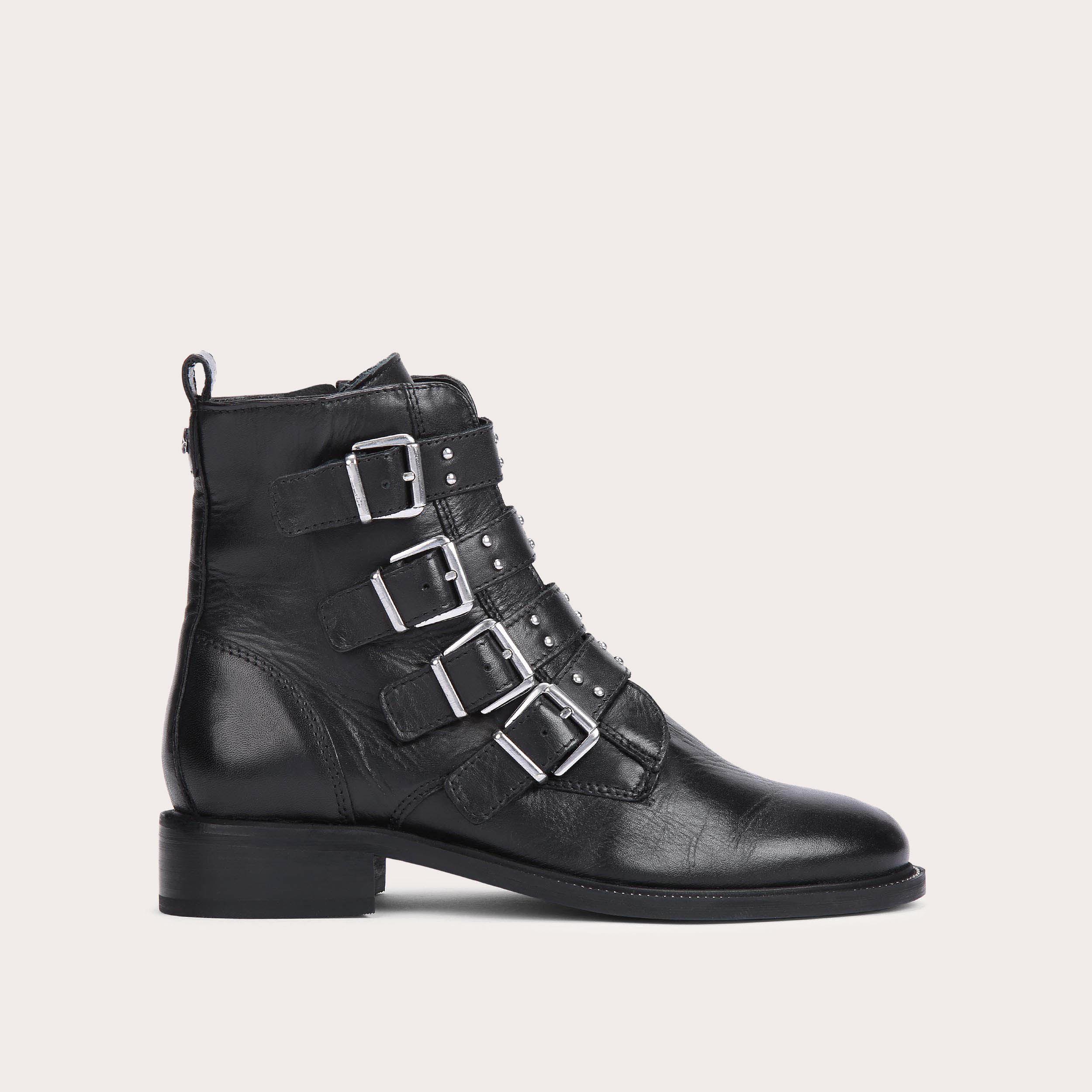 STRAP Black Buckled Biker Boot by CARVELA