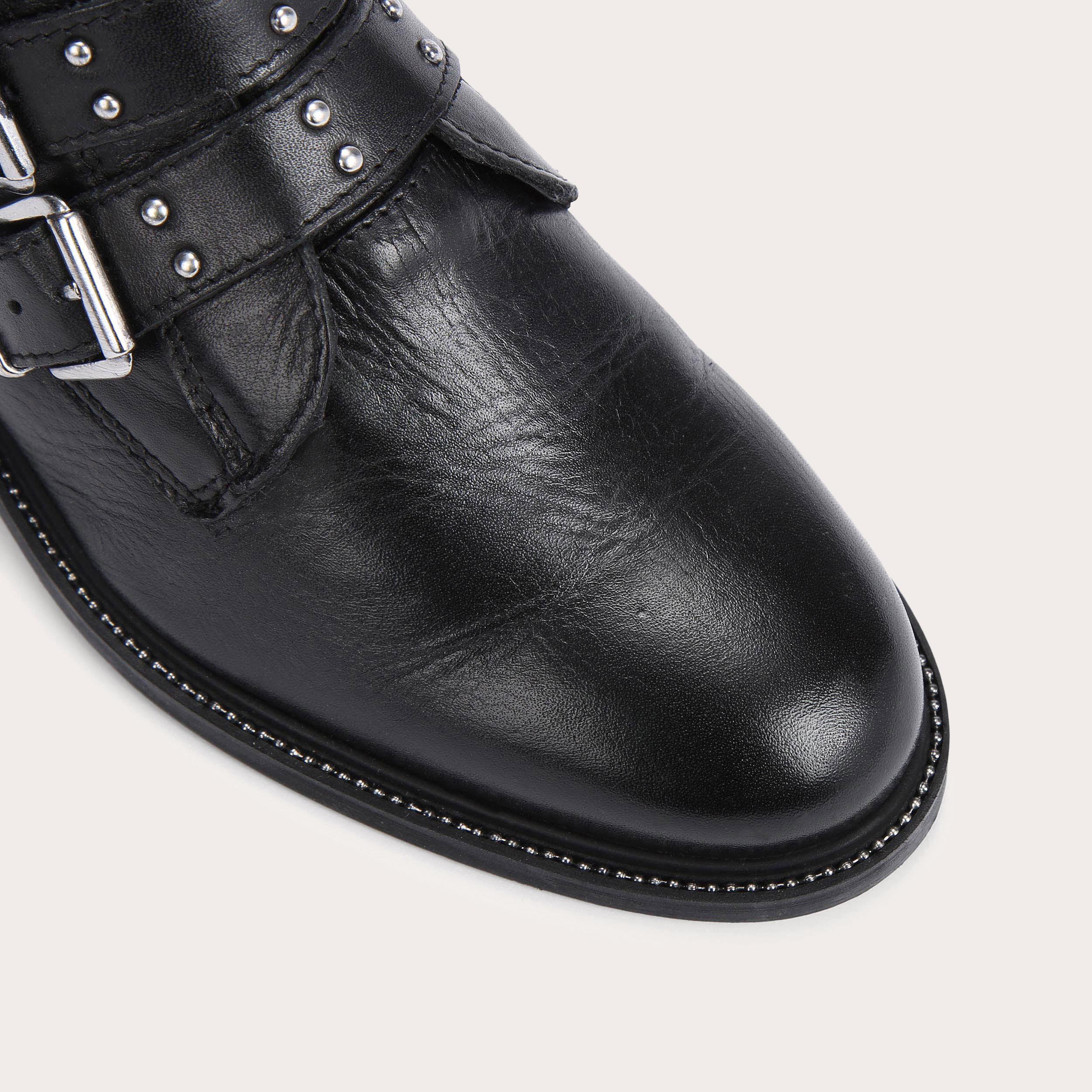 STRAP Black Buckled Biker Boot by CARVELA