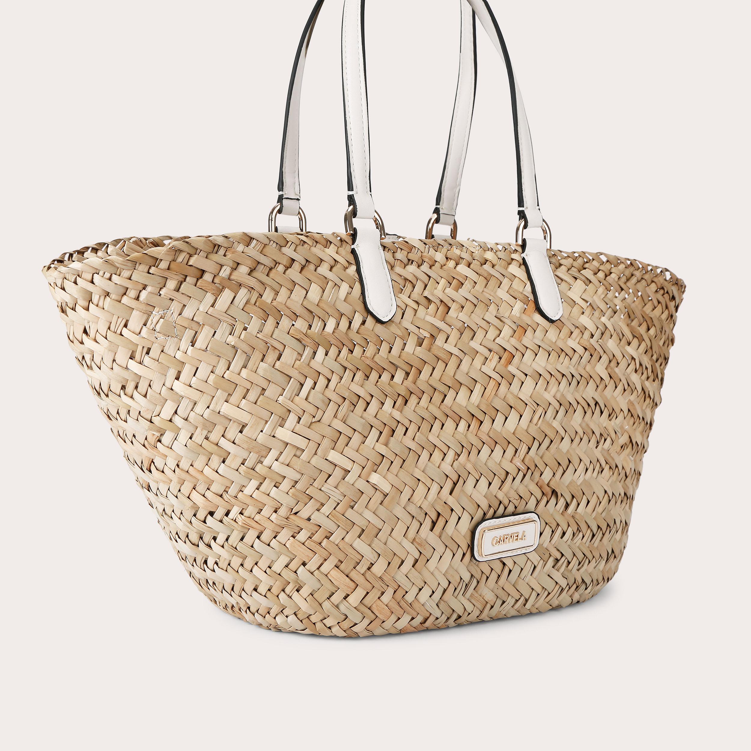 STRAW BASKET BAG Woven Basket Bag by CARVELA