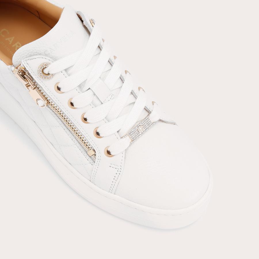 CONNECTED ZIP White Quitled Sneaker by CARVELA