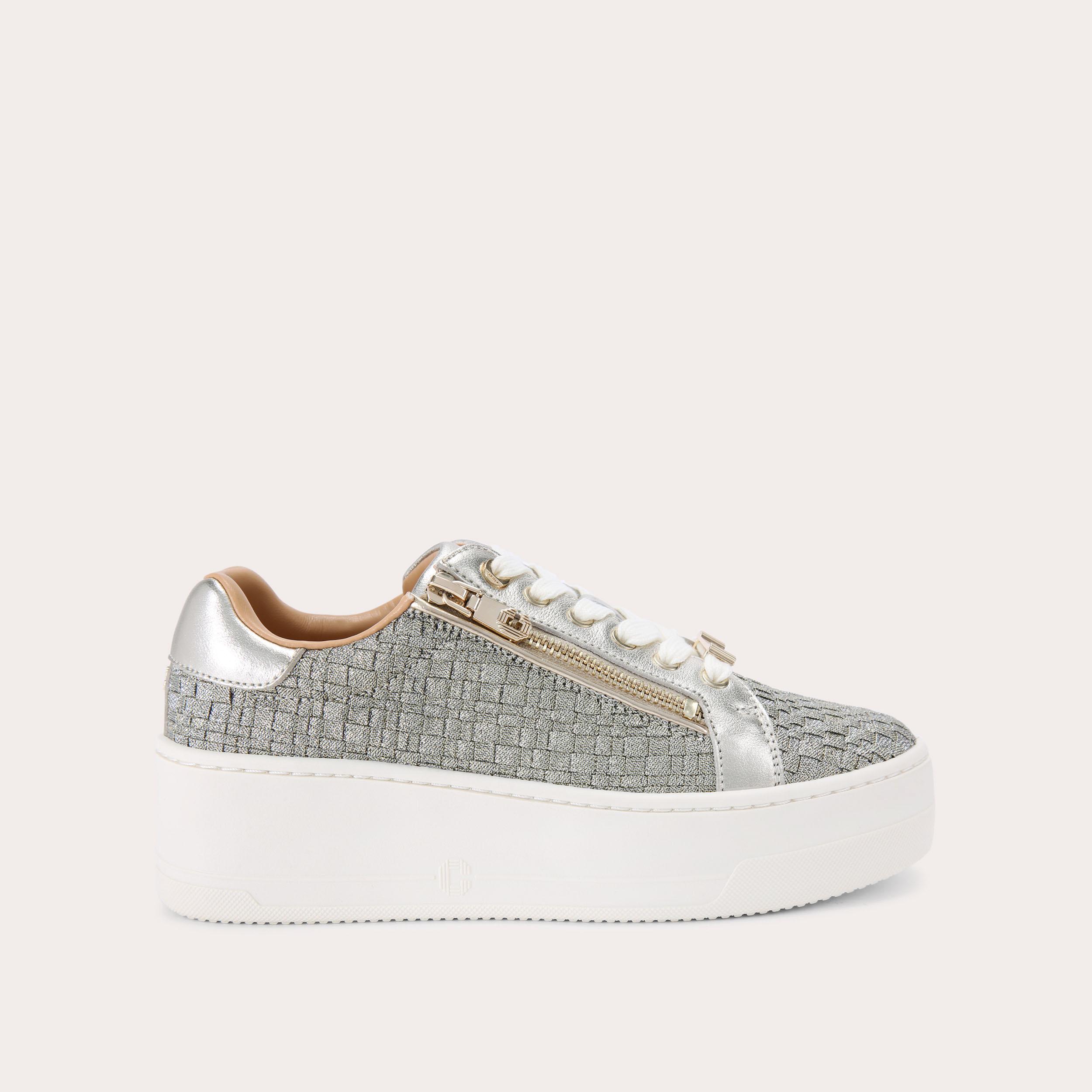 CONNECTED ZIP Gold Woven Trainer by CARVELA