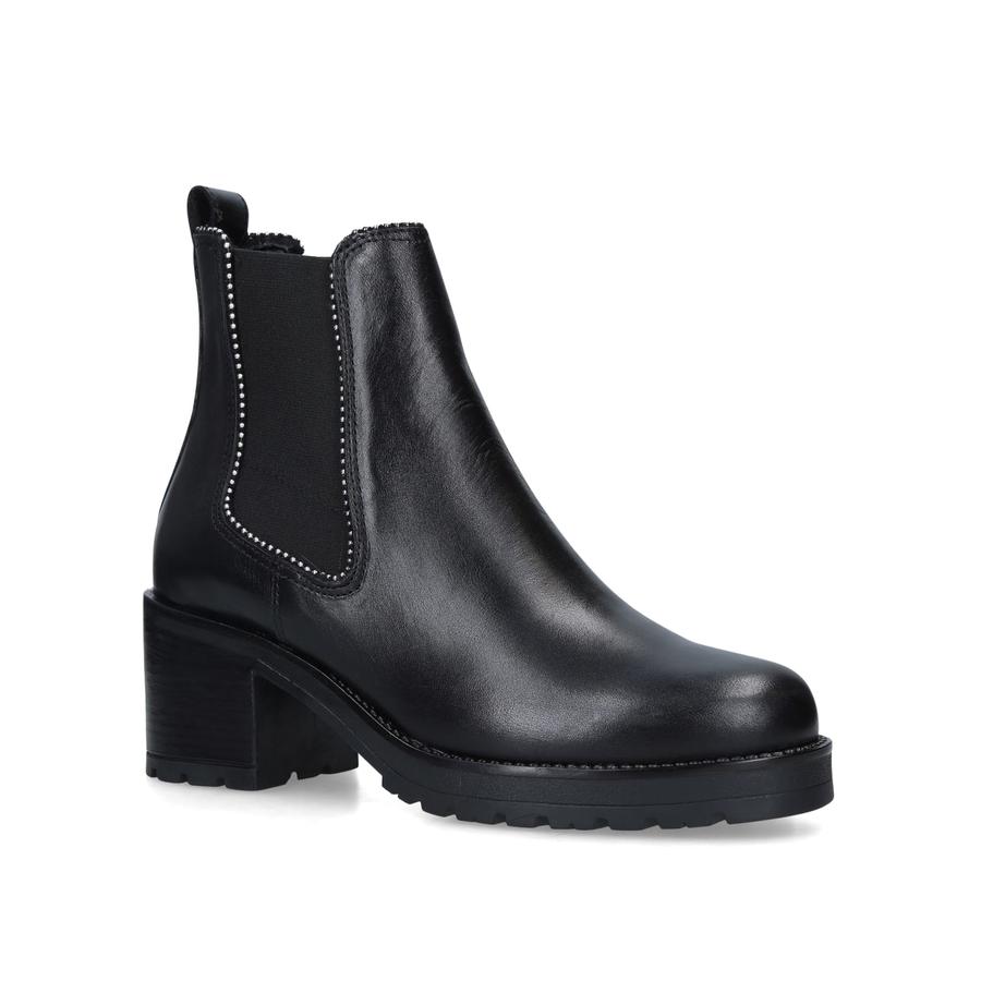 THRILL Black Studded Block Heel Chunky Ankle Boots by CARVELA