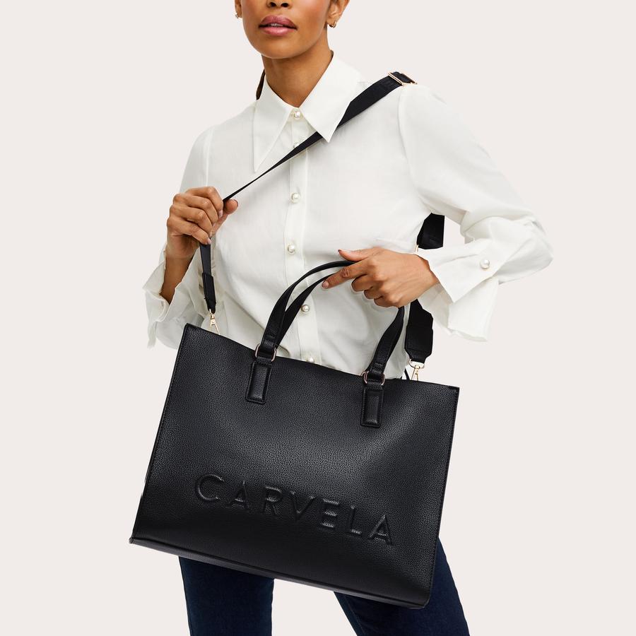 FRAME LARGE TOTE Black Large Tote Bag by CARVELA