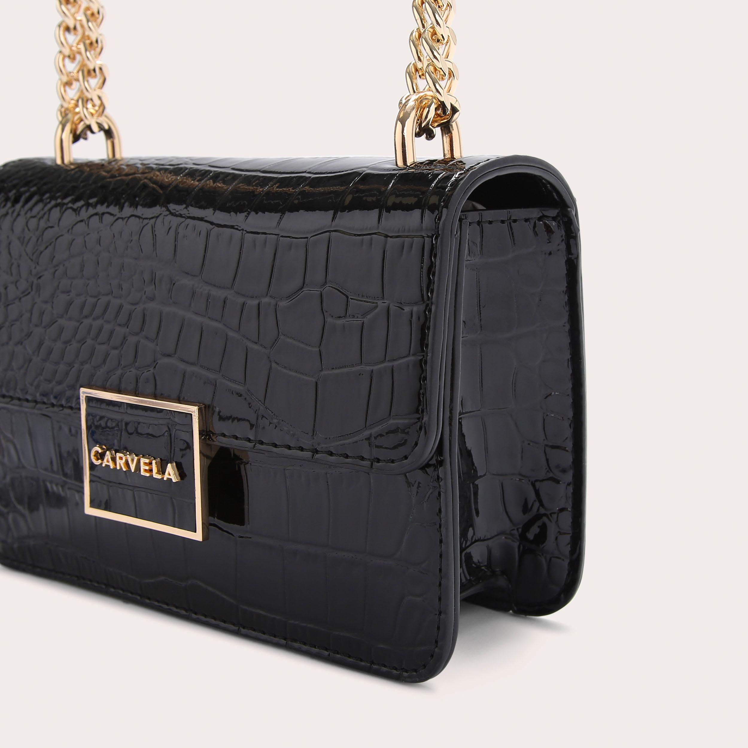 Black croc shoulder bag hotsell