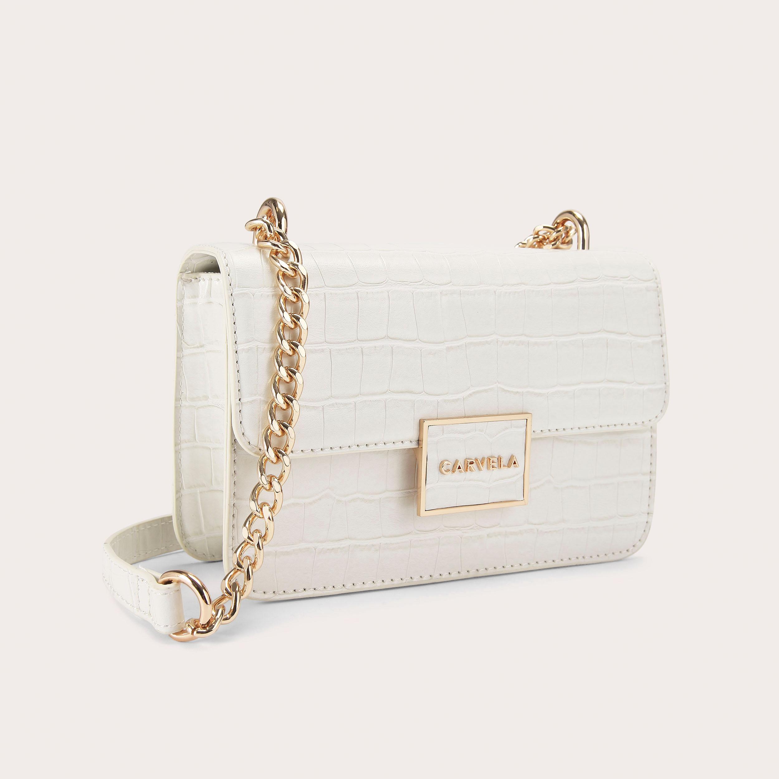 JESSICA SHOULDER BAG Bone Croc Shoulder Bag by CARVELA