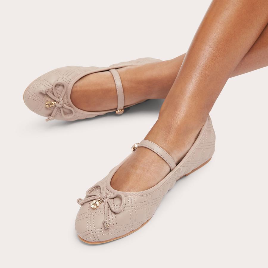 DIAMOND QUILT BALLERINA Taupe Ballerina Flat by CARVELA
