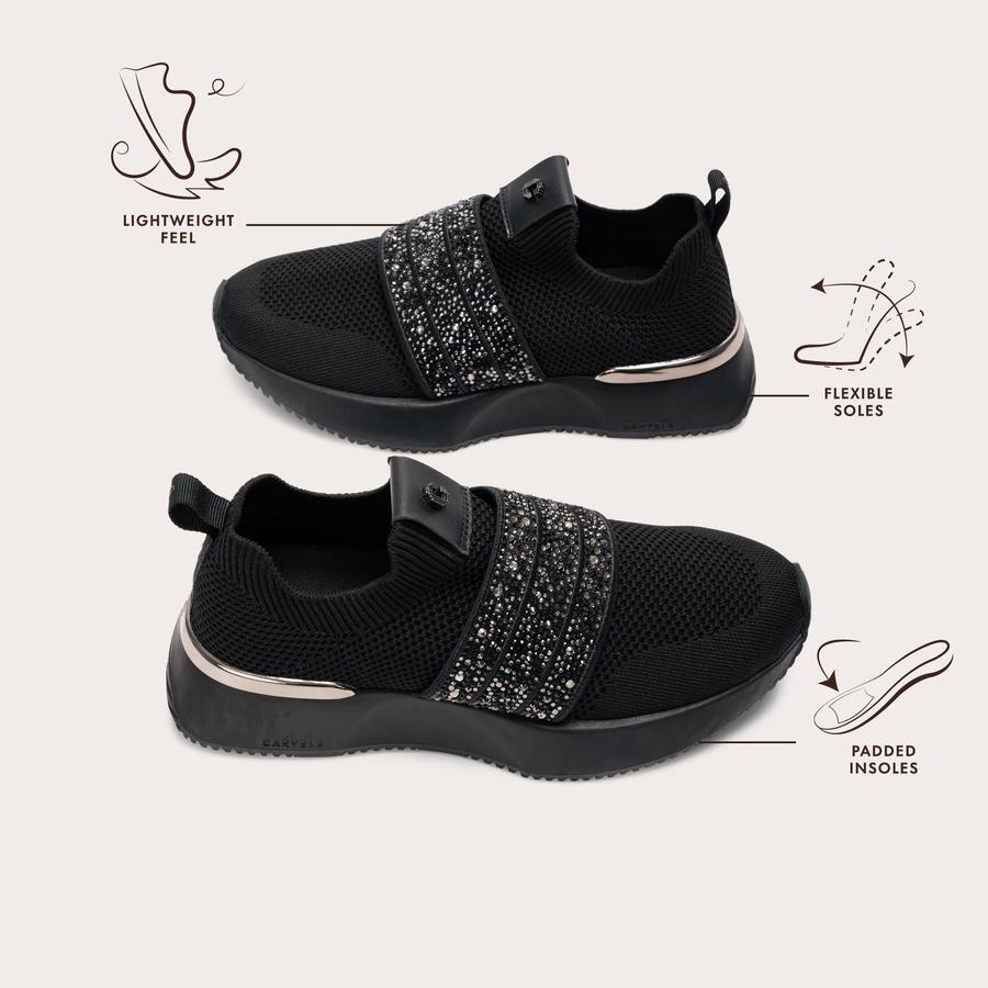 FLARE SPARKLE Black Crystal Trainer by CARVELA
