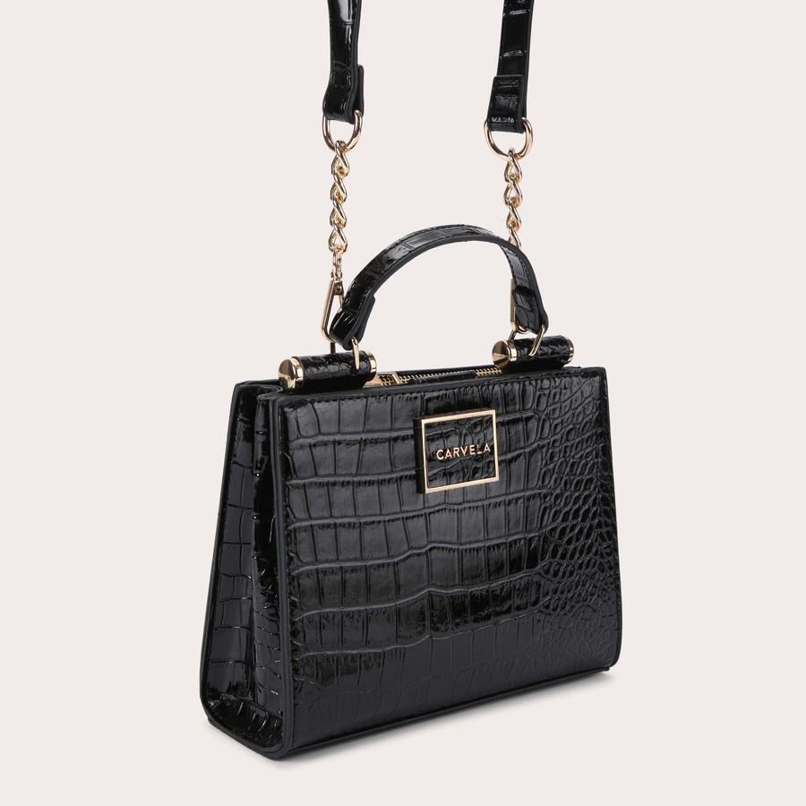 JESSICA MINI TOTE 2 Black Croc Tote Bag by CARVELA