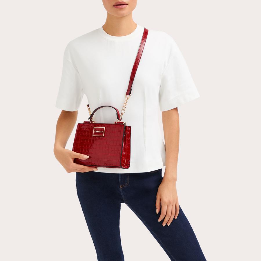 JESSICA MINI TOTE 2 Red Croc Tote Bag by CARVELA