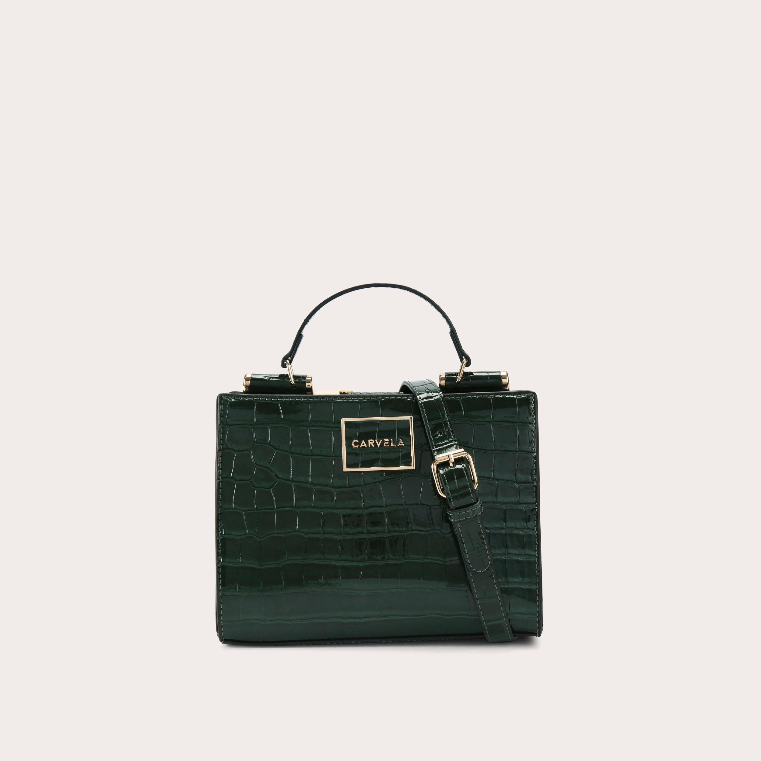 Dark green croc embossed tote bag sales