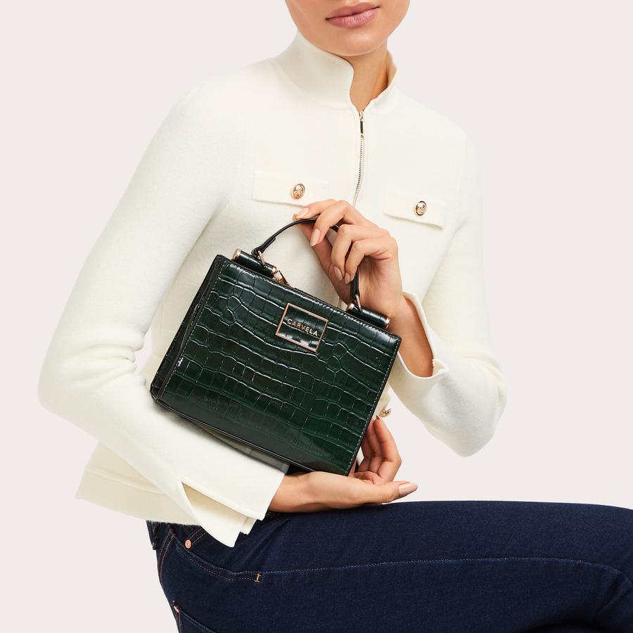 JESSICA MINI TOTE 2 Dark Green Croc Tote Bag by CARVELA