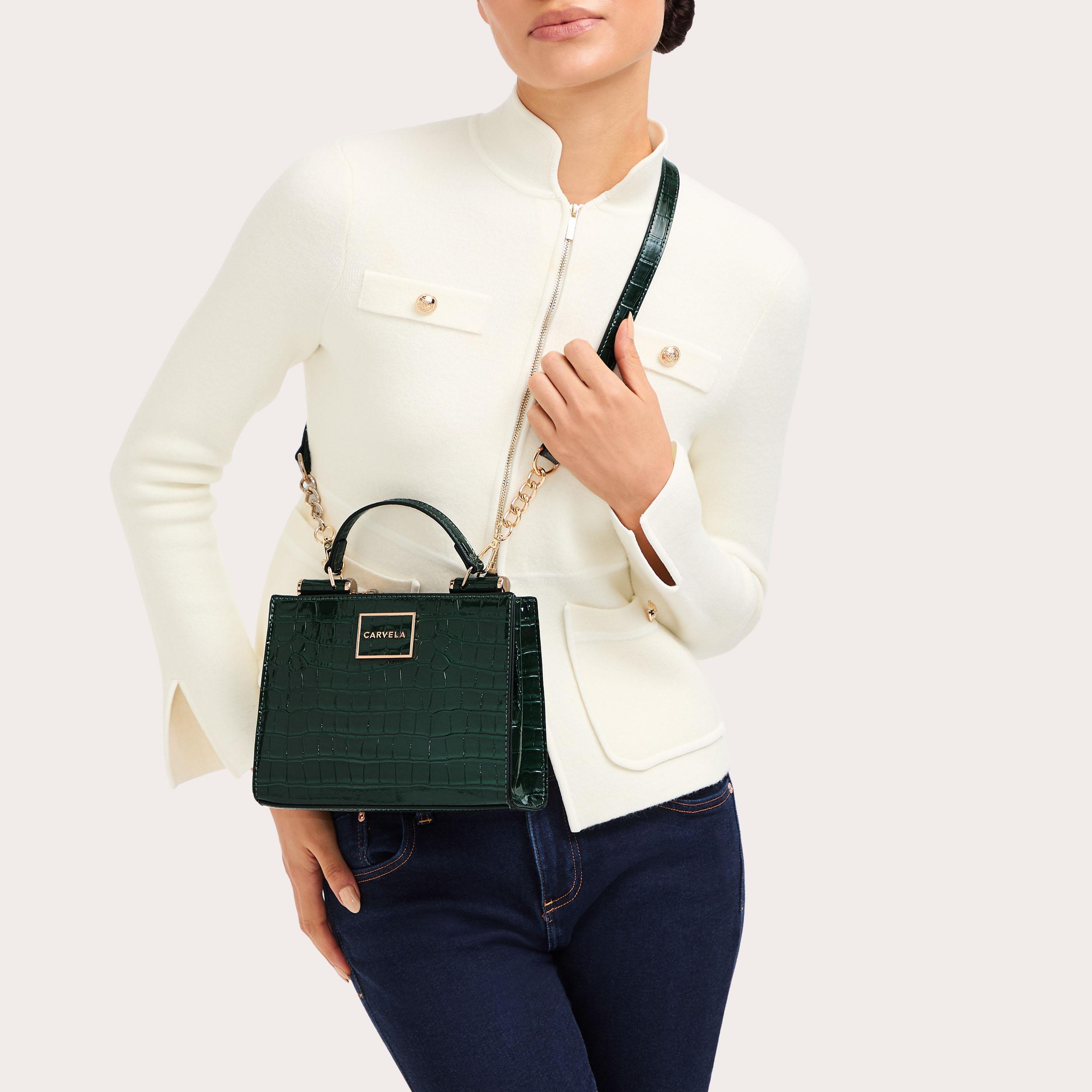 JESSICA MINI TOTE 2 Dark Green Croc Tote Bag by CARVELA