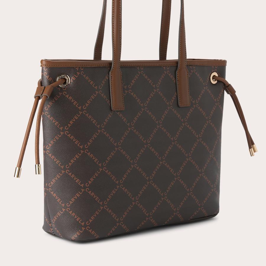 VIENNA MONOGRAM TOTE Brown Monogram Shoulder Bag by CARVELA