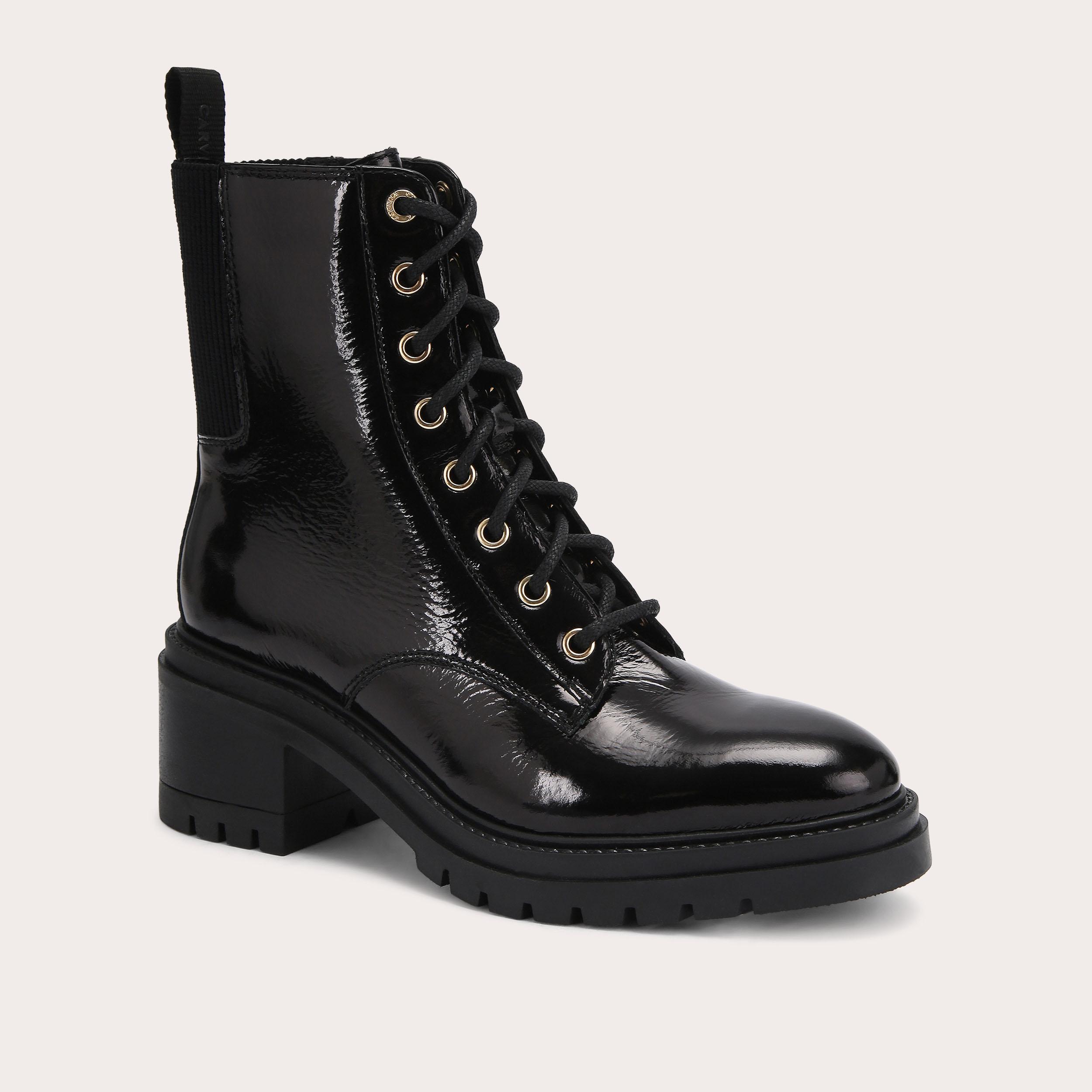 CHAMPION LACE UP Black Patent Lace Up Heeled Boot by CARVELA
