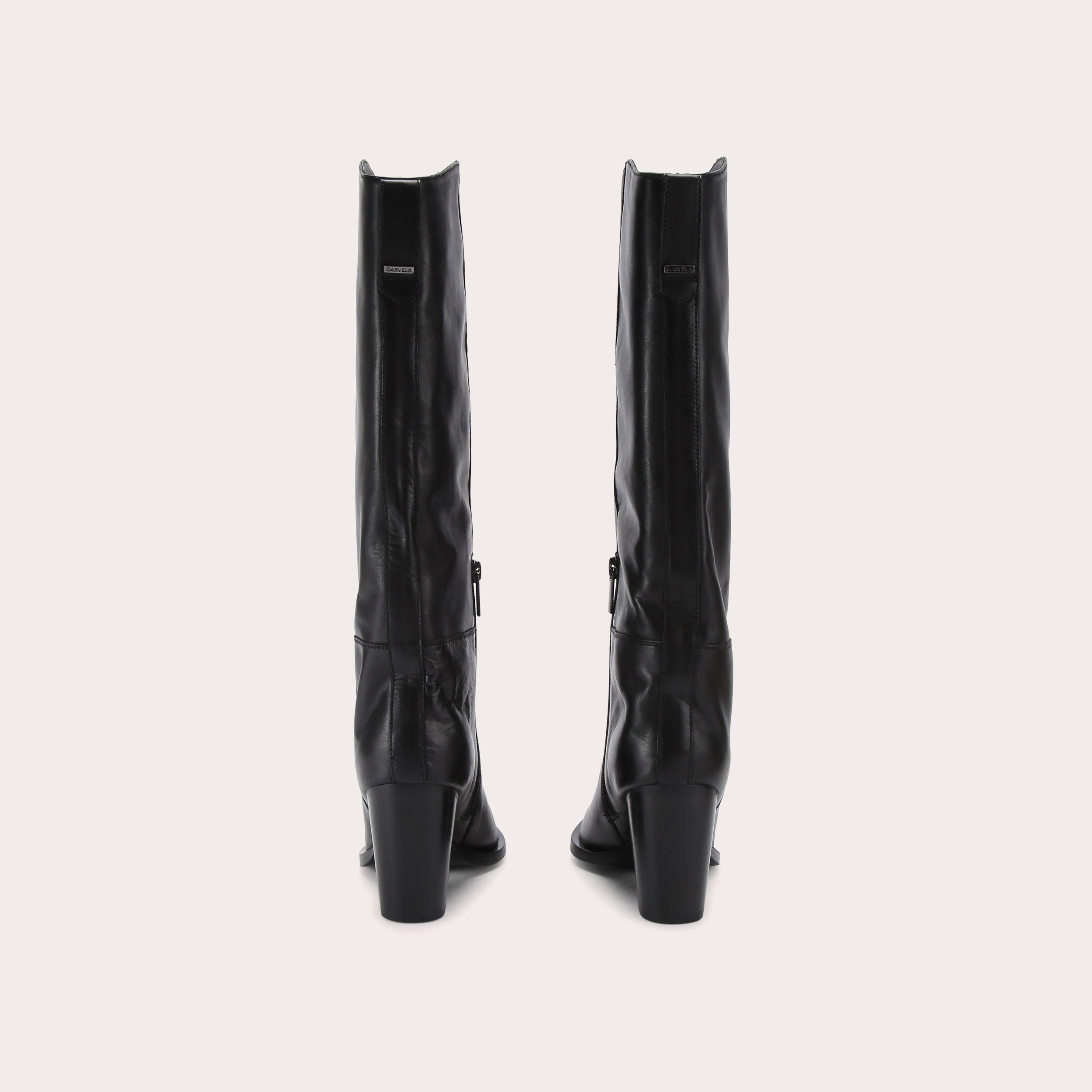REIGN Black Leather Knee Boot by CARVELA