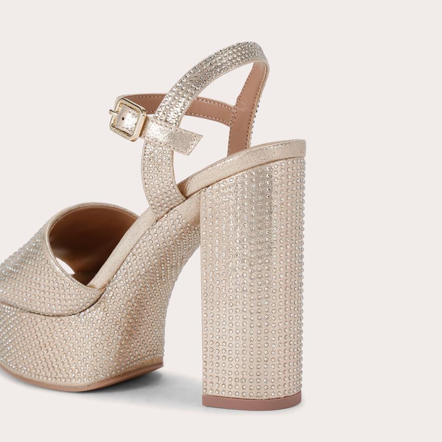 SKY HIGH Gold Fabric Platform Heels by CARVELA