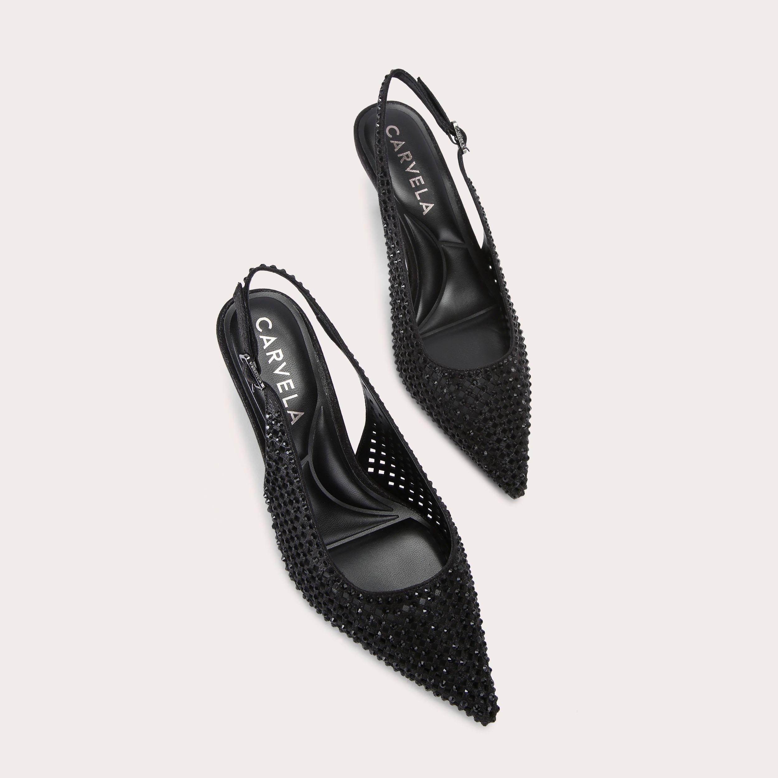 LAZER SLING Black Cut Out Slingback Heel by CARVELA