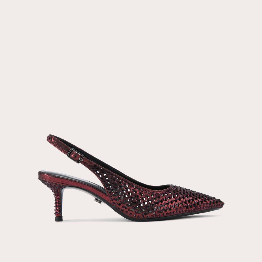 LAZER SLING Wine Lazer Cut Slingback Heel by CARVELA