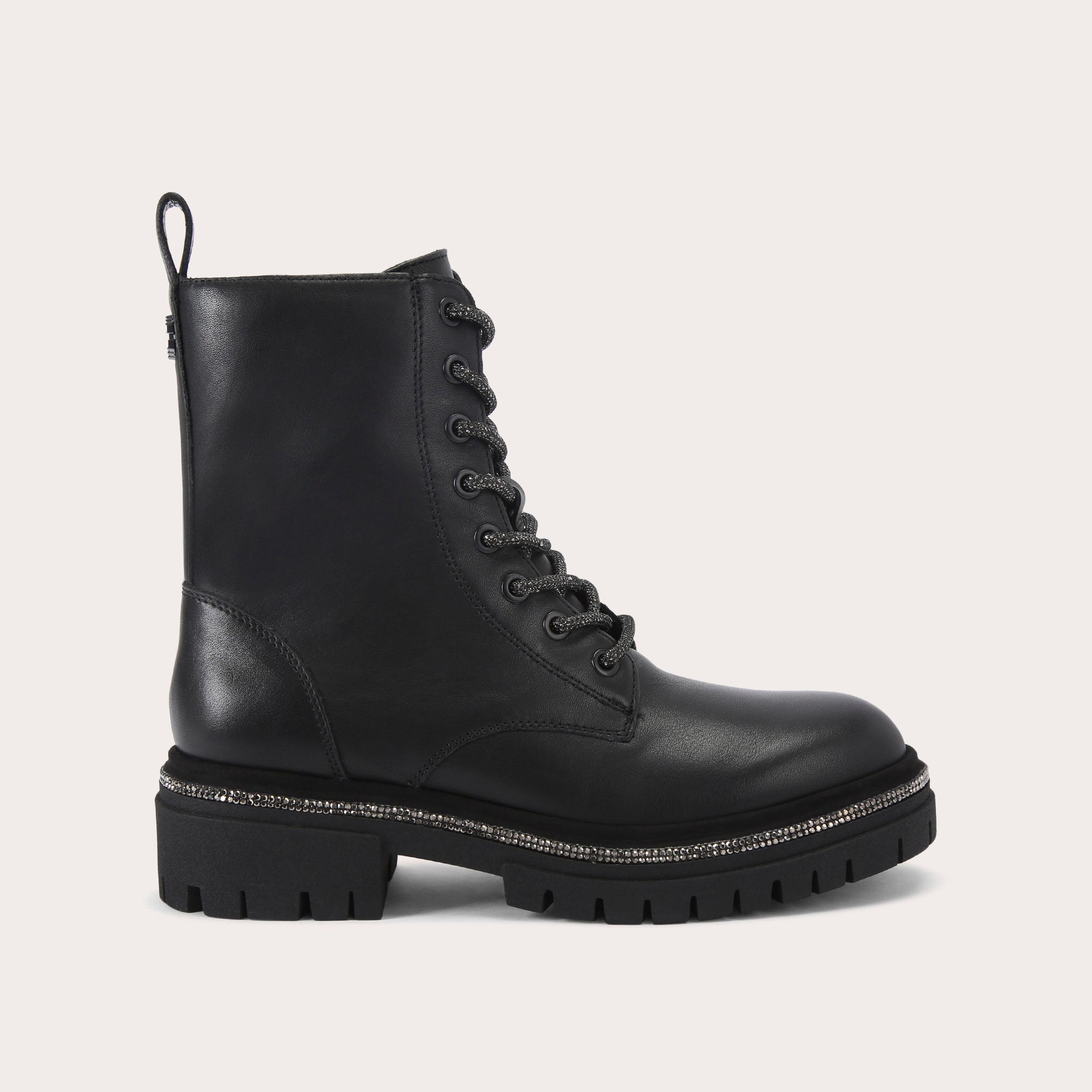 carvela DAZZLE LACE UP Black Leather Glitter Laces by CARVELA