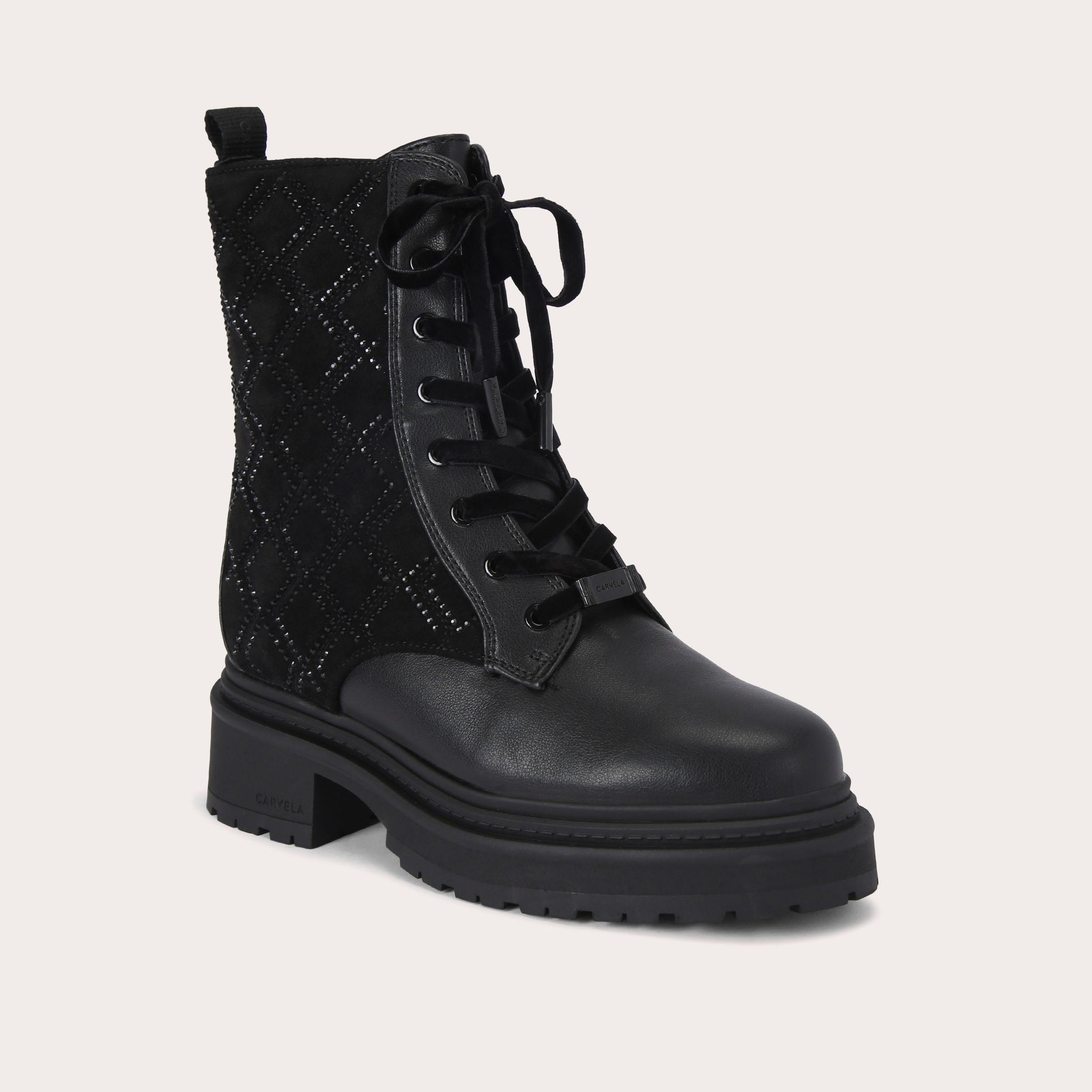SHOW STOMPER Black Diamond Crystal Boot by CARVELA