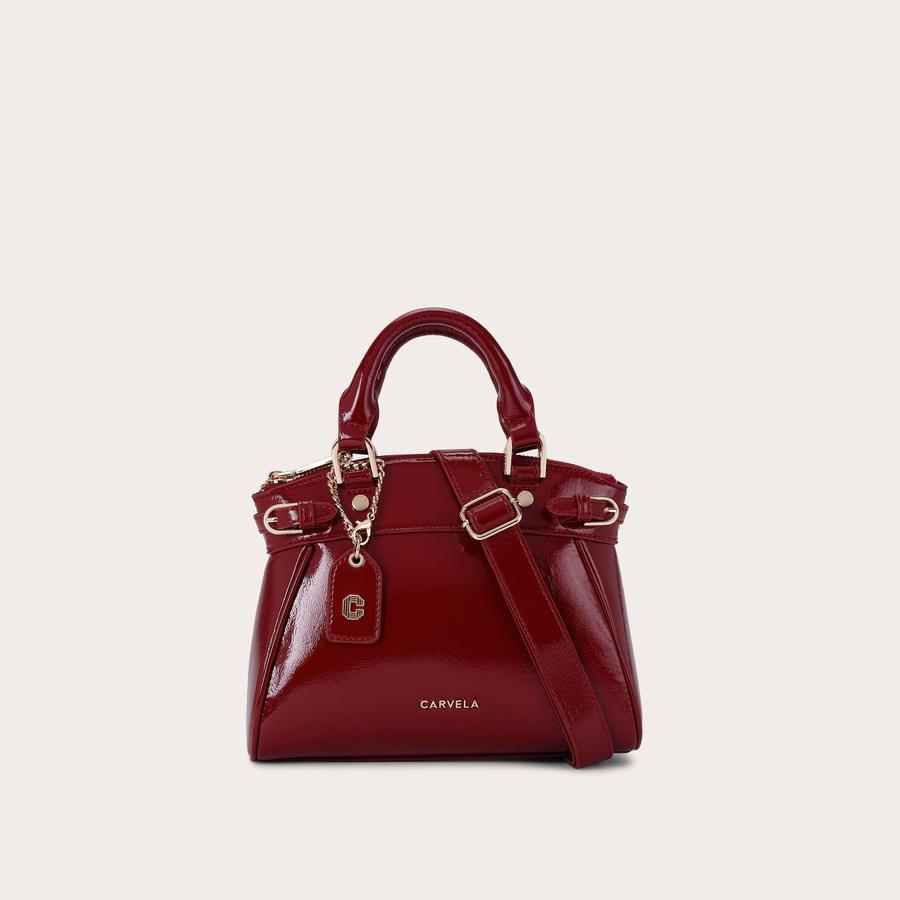 MINI VALENTINA TOTE Wine Patent Tote Bag by CARVELA