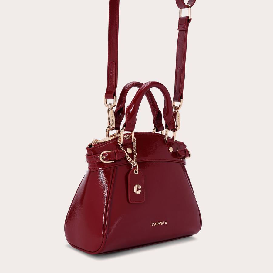 MINI VALENTINA TOTE Wine Patent Tote Bag by CARVELA
