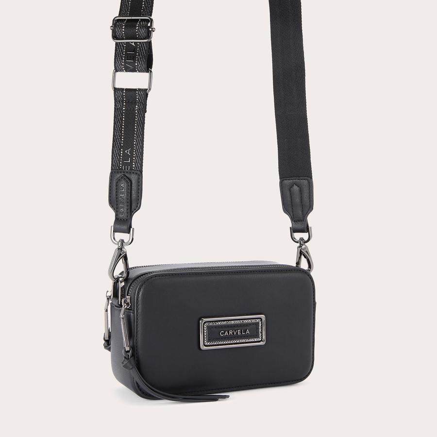 ROMA RECTANGLE CAMERA Brown Croc Camera Bag by CARVELA