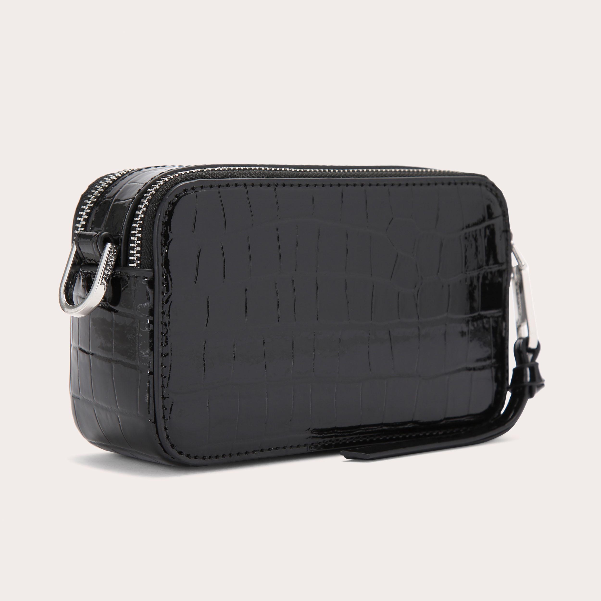 Black croc crossbody bag hot sale