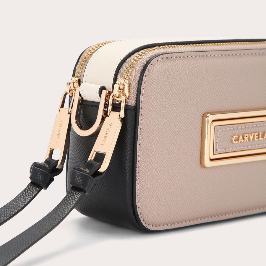 MINI ROMA RECTANGLE Taupe Camera Bag by CARVELA