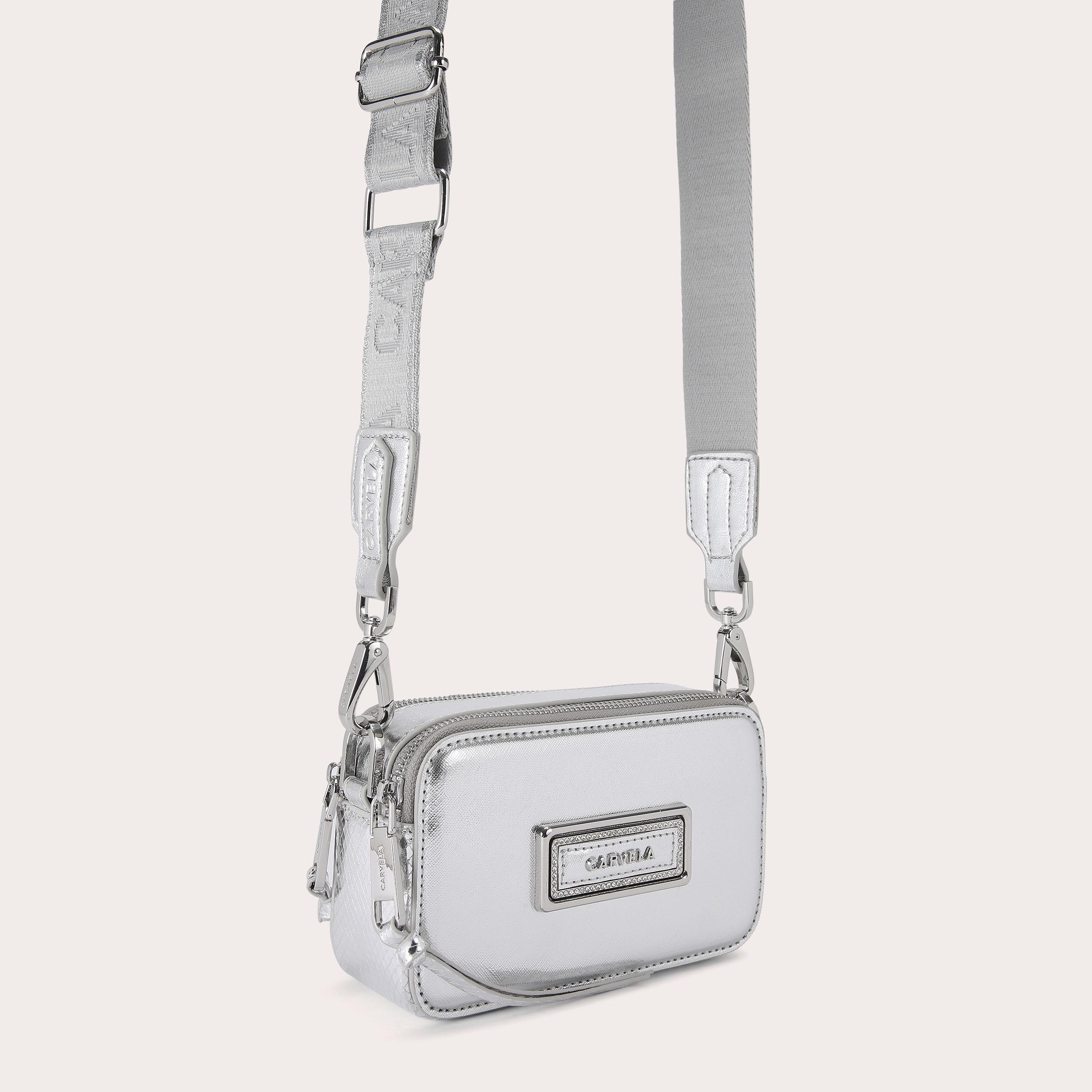 MINI ROMA RECTANGLE Silver Cross Body Bag by CARVELA
