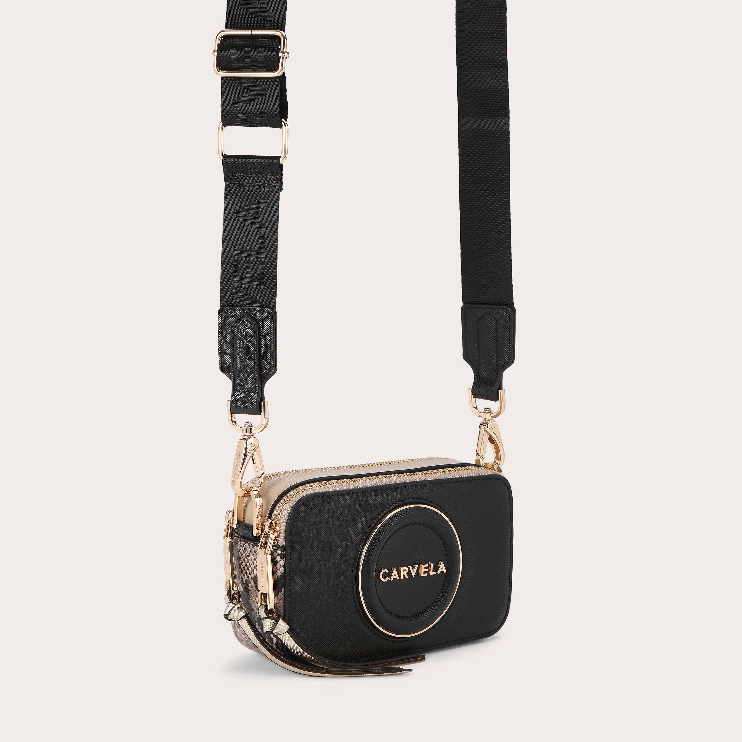 MINI ROMA CIRCLE Black Beige Cross Body Bag by CARVELA