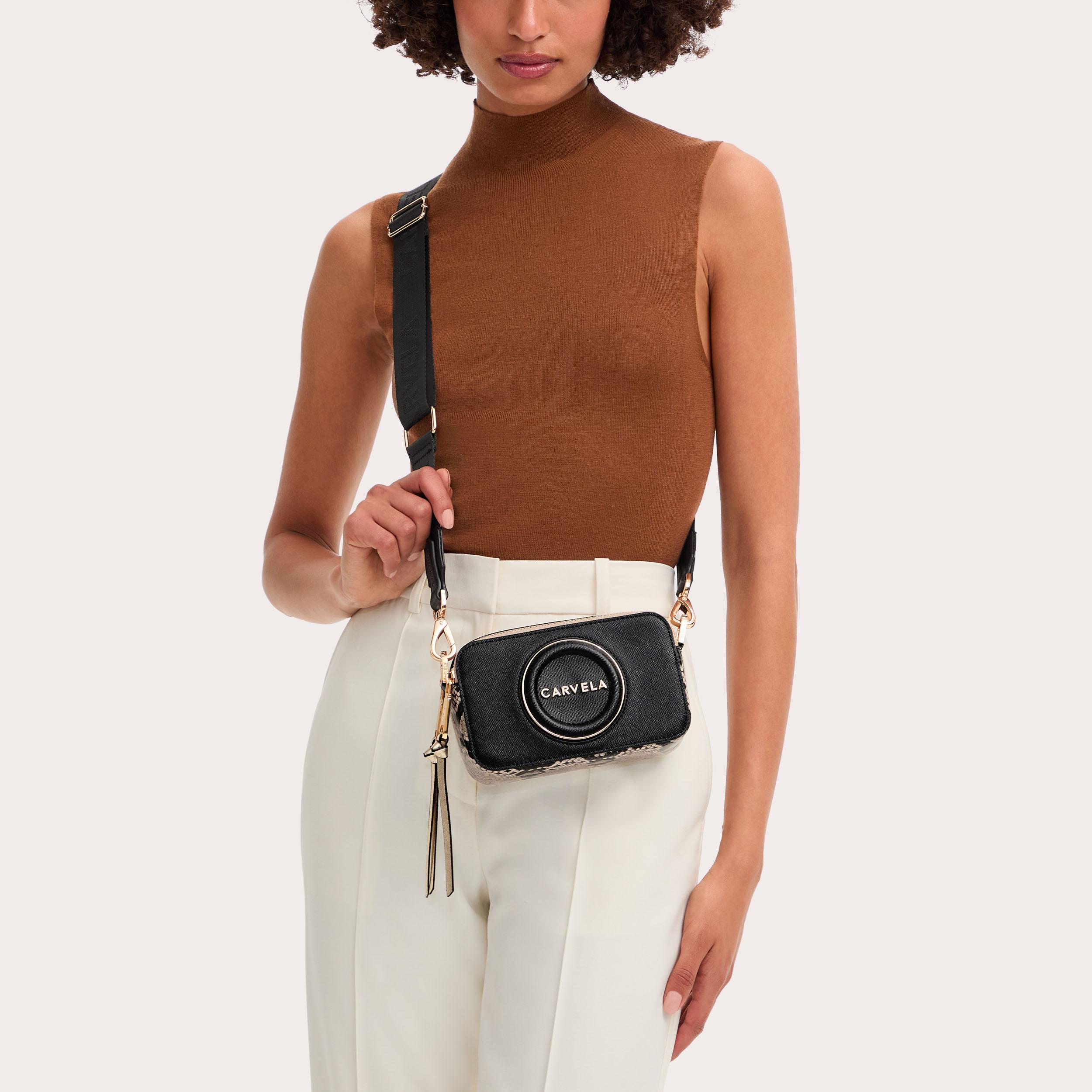 MINI ROMA CIRCLE Black Beige Cross Body Bag by CARVELA