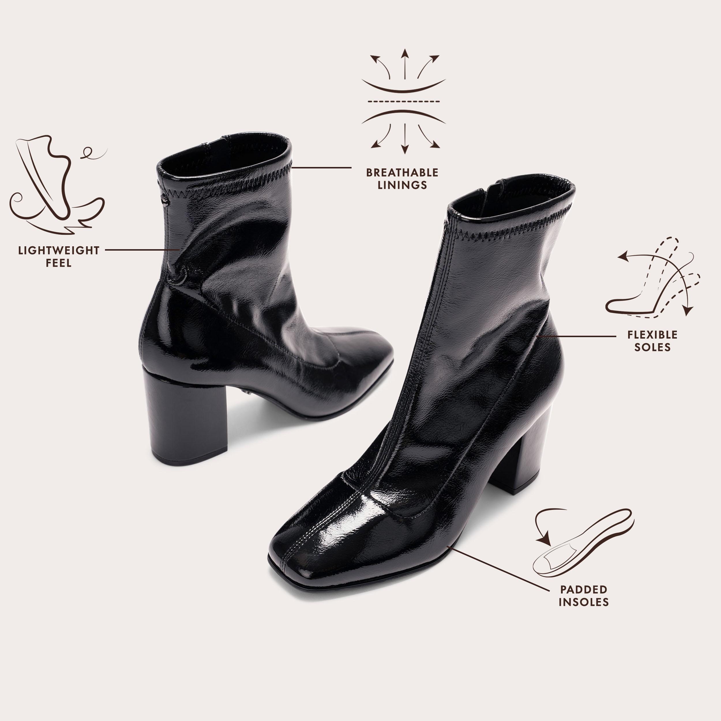 Mid heel patent boots best sale