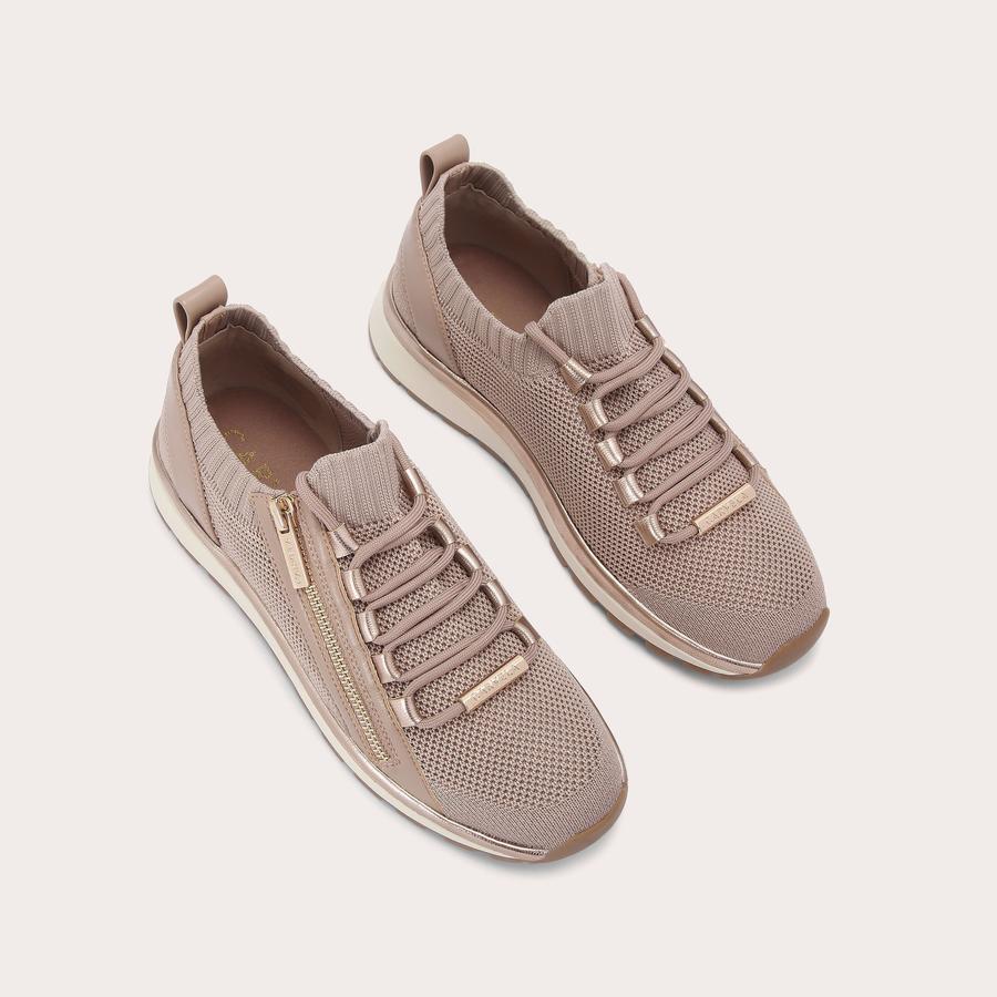 PACE ZIP KNIT Taupe Zip Trainer by CARVELA