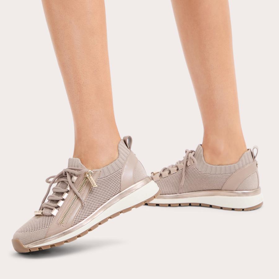 PACE ZIP KNIT Taupe Zip Trainer by CARVELA