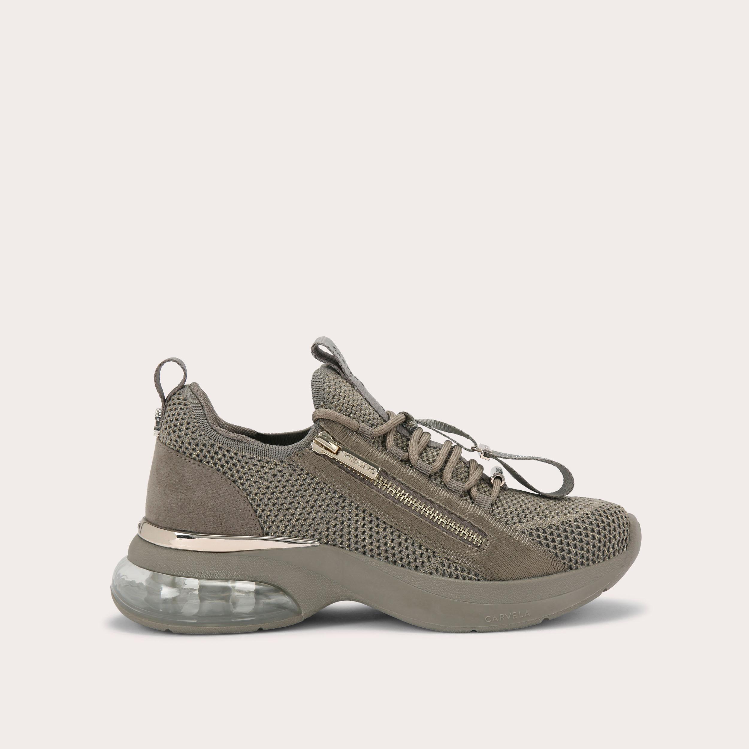 COSMIC BUBBLE SNEAKER Taupe Fabric Trainers by CARVELA